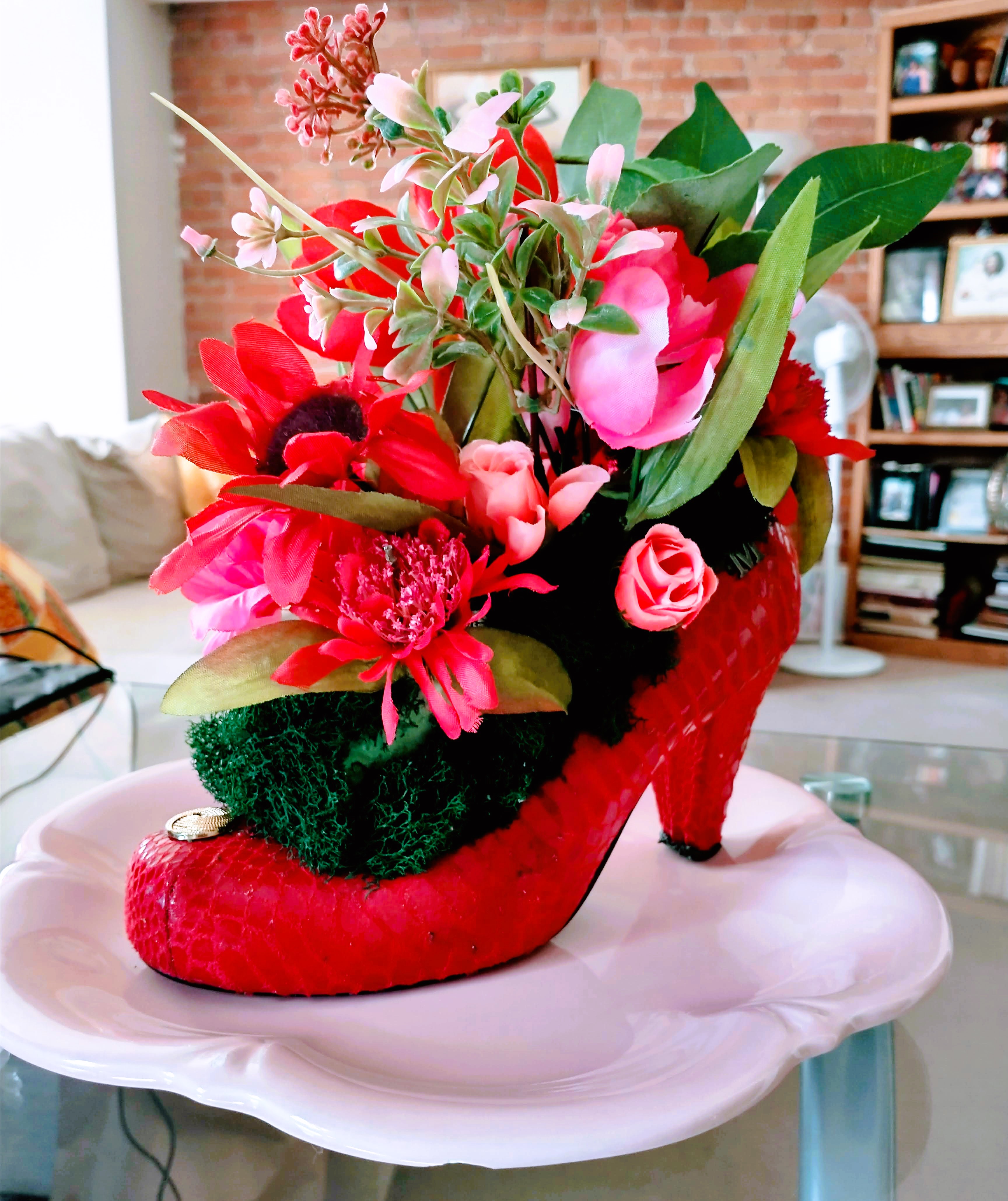 Lady in Red Shoe Florals